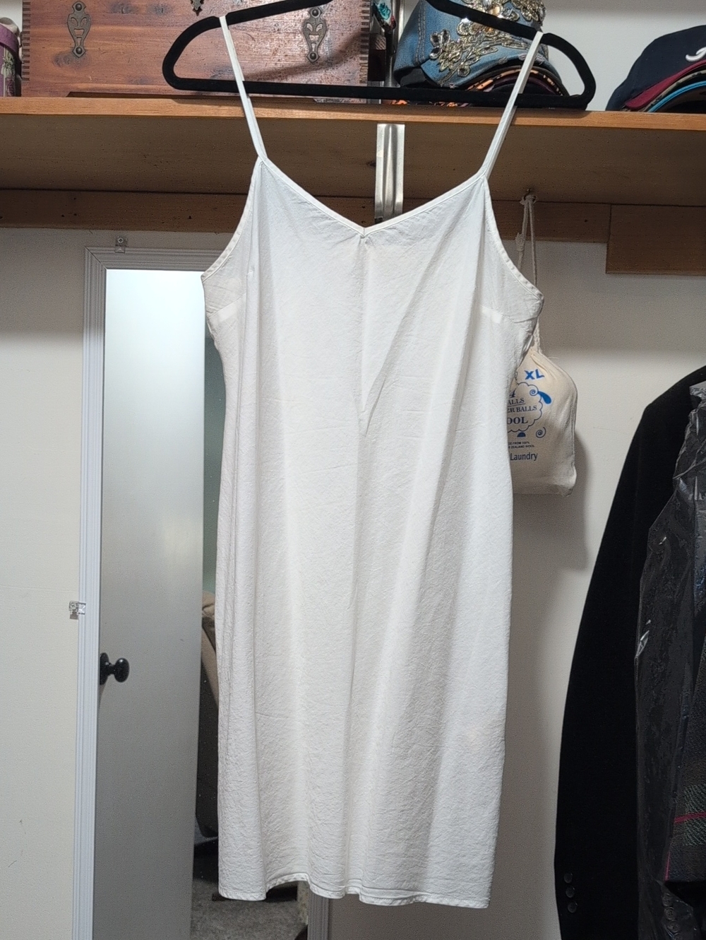 Off White Linen Cotton Slip with Adjustable Spaghetti Straps